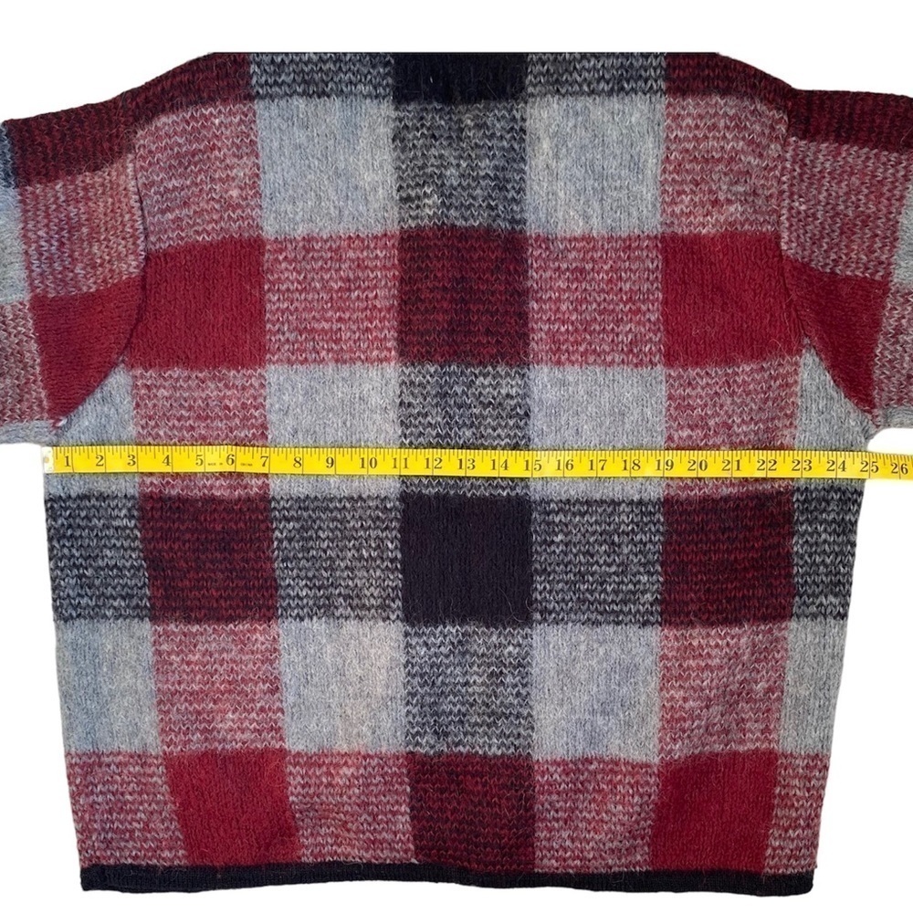 DRESSBARN Vintage Cardigan Mohair Blend Black Red Grey Check Women Plus 18-20 - Picture 9 of 12
